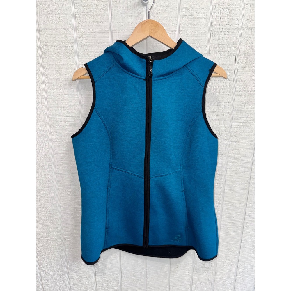 Gerry Hooded Vest Womens Teal Blue Full Zip Scuba Style Large